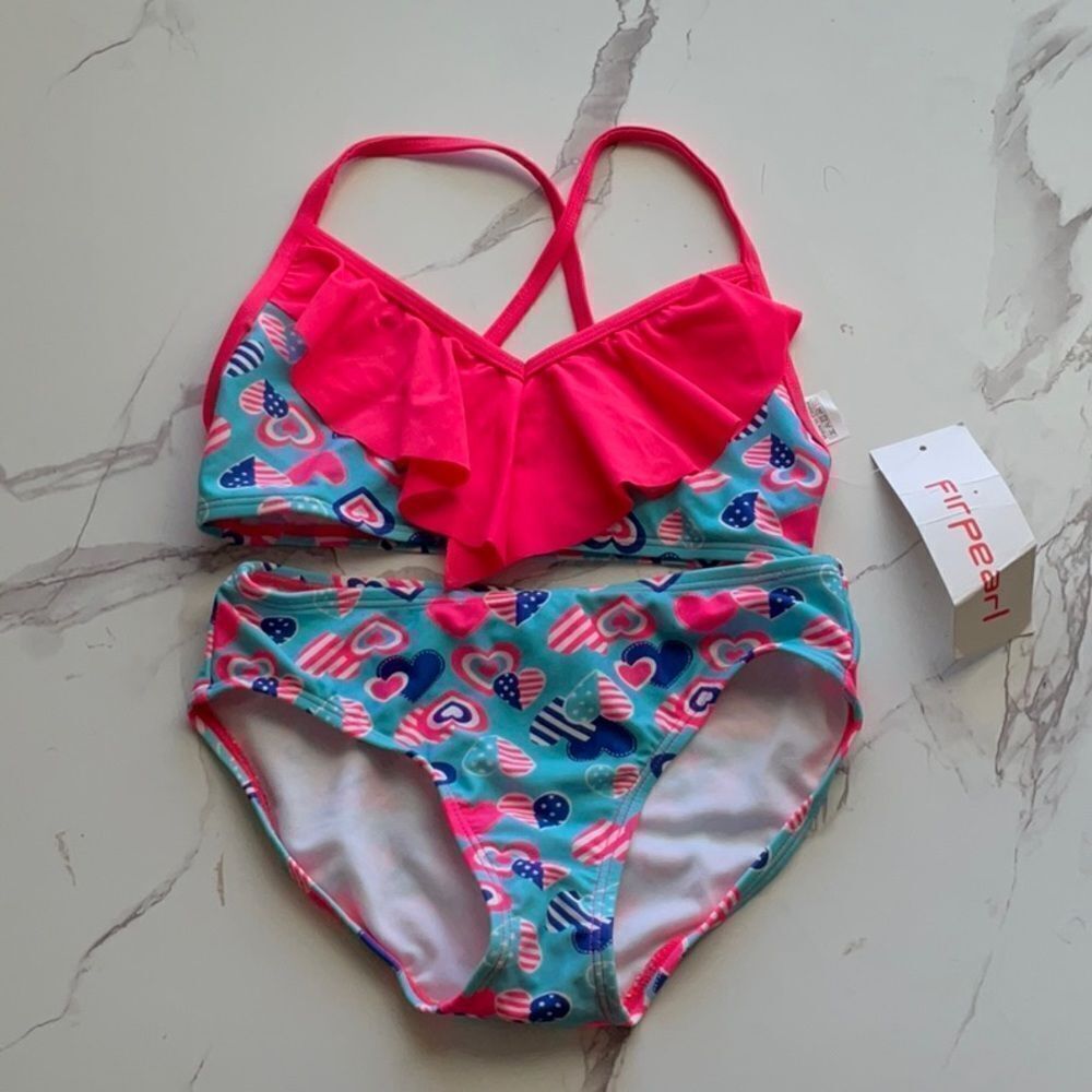 Take 50% OFF- Firpearl Baby Girl 2piece Swimwear, Size-M(7-8)